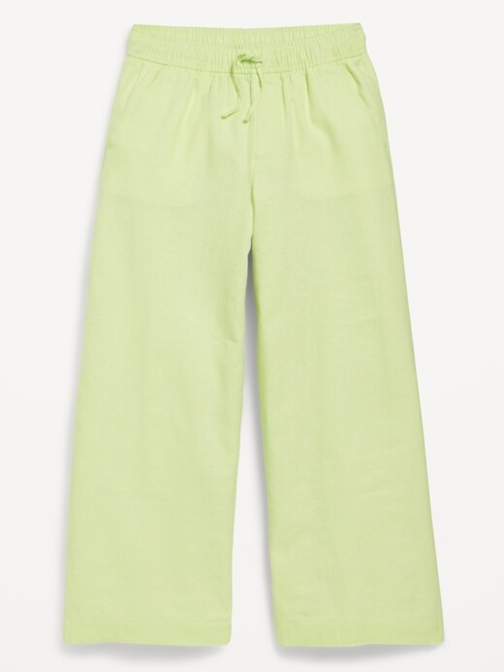 Old Navy Lime Drawstring High Waisted Wide-Leg Pants Linen Cotton natural fibers